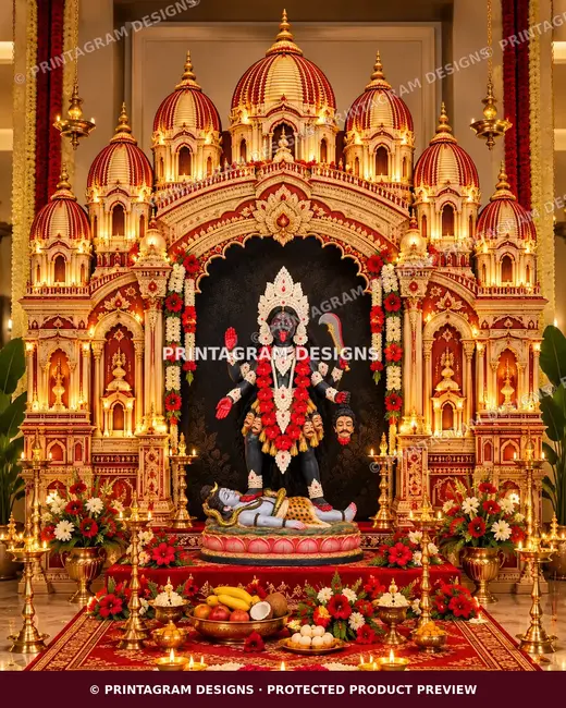 Model KSP-01 Navaratna Shweta-Suvarna Kali Mandir Single Backdrop by Printagram Designs