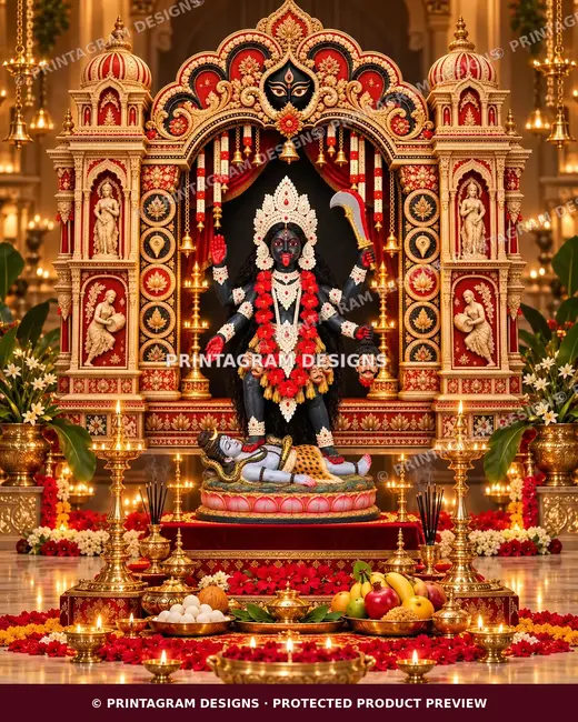 Model KSP-04 Navaratna Raktakamal Kali Darbar Single Backdrop by Printagram Designs