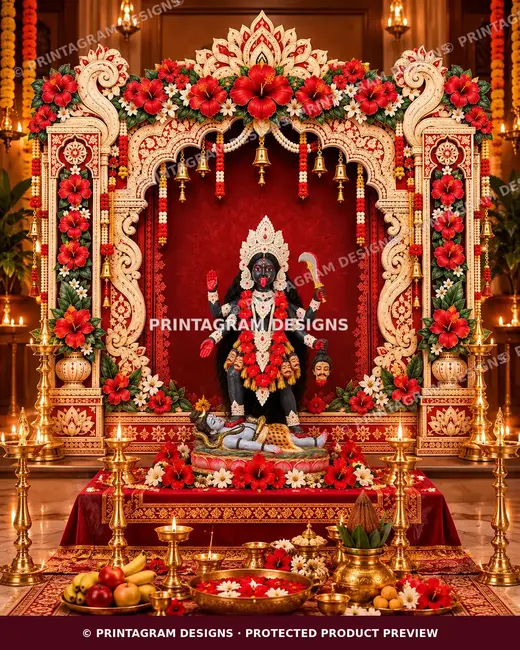 Model KSP-05 Jaba Pushpa Shweta Kali Mandap Single Backdrop by Printagram Designs