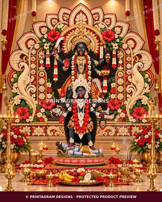 Model KSP-06 Dakshina Kali Padma Prabhavali Single Backdrop by Printagram Designs