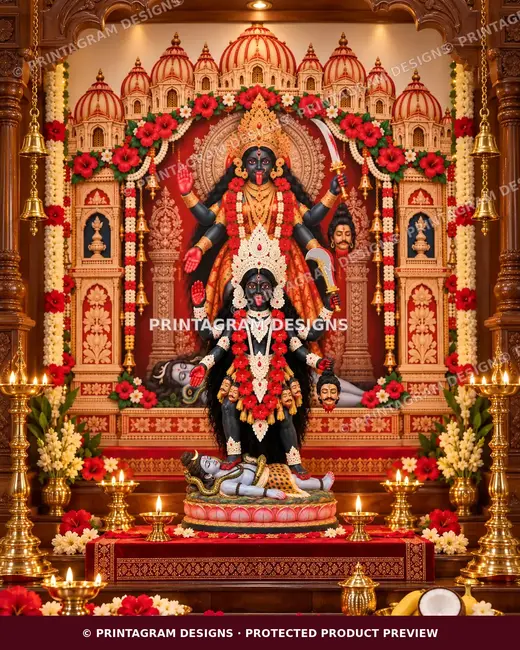 Model KSP-07 Raktadeep Dakshina Kali Navaratna Mandir Single Backdrop by Printagram Designs