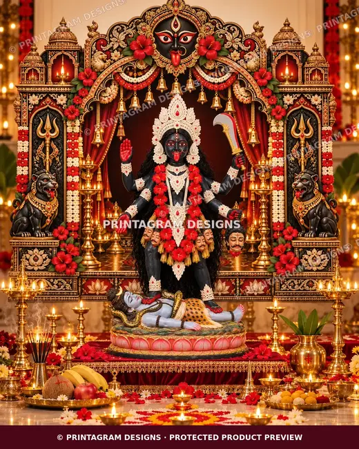 Model KSP-08 Trishul Shakti Netra Kali Mandap Single Backdrop by Printagram Designs