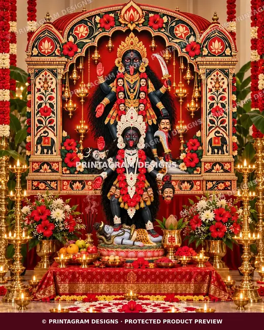 Model KSP-09 Dashamahavidya Raktadeep Kali Darbar Single Backdrop by Printagram Designs