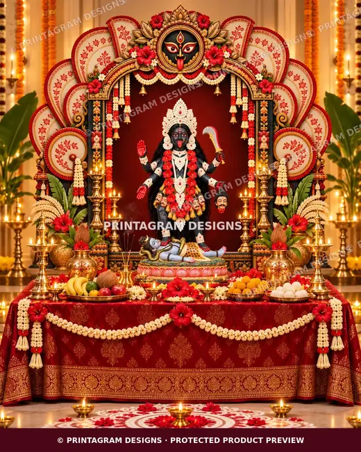 Model KSP-10 Shankha Padma Mahakali Mandap Single Backdrop by Printagram Designs