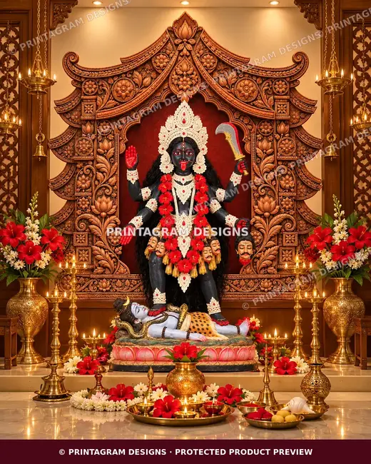 Model KSP-12 Bangla Chala Heritage Shyama Mandap Single Backdrop by Printagram Designs