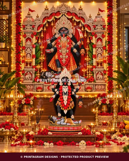 Model KSP-13 Rajdhwaj Dakshina Kali Shweta Mandir Single Backdrop by Printagram Designs