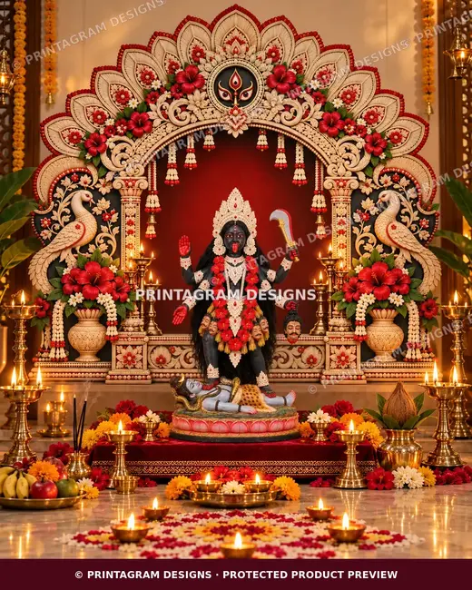 Model KSP-14 Hansa Padma Jaba Pushpa Shyama Mandap Single Backdrop by Printagram Designs