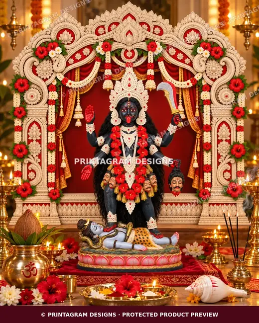Model KSP-15 Shankha Padma Shweta Shyama Mandap Single Backdrop by Printagram Designs