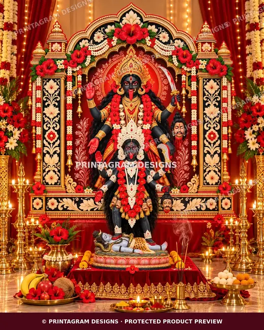 Model KSP-17 Rajpushpa Dakshina Kali Mandap Single Backdrop by Printagram Designs