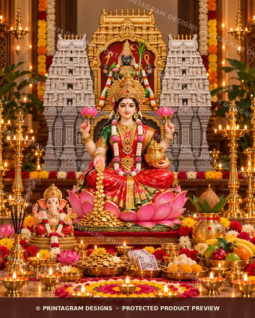 Model LSB-04 Kanchipuram Kamakshi Amman Shweta Gopuram Single Backdrop by Printagram Designs