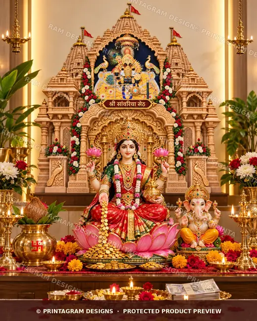 Model LSB-08 Shri Sanwariya Seth Mayur Mandir Single Backdrop by Printagram Designs