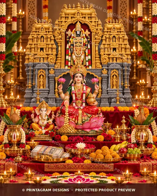 Model LSB-09 Tirumala Venkateswara Shweta Rajagopuram Single Backdrop by Printagram Designs