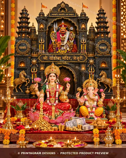 Model LSB-10 Jejuri Shri Khandoba Malhari Martand Kala Mandir Single Backdrop by Printagram Designs