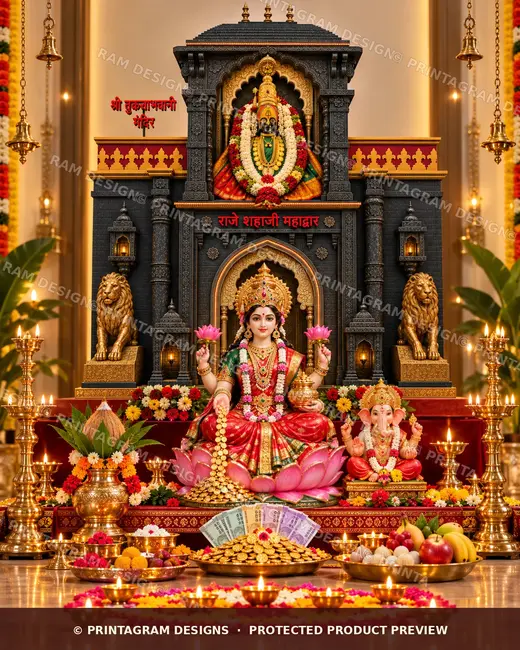 Model LSB-13 Tuljapur Bhavani Raja Shivaji Mahadwar Single Backdrop by Printagram Designs