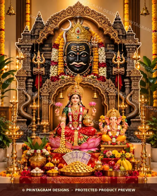 Model LSB-14 Mahakal Jyotirlinga Shyam Mandir Single Backdrop by Printagram Designs