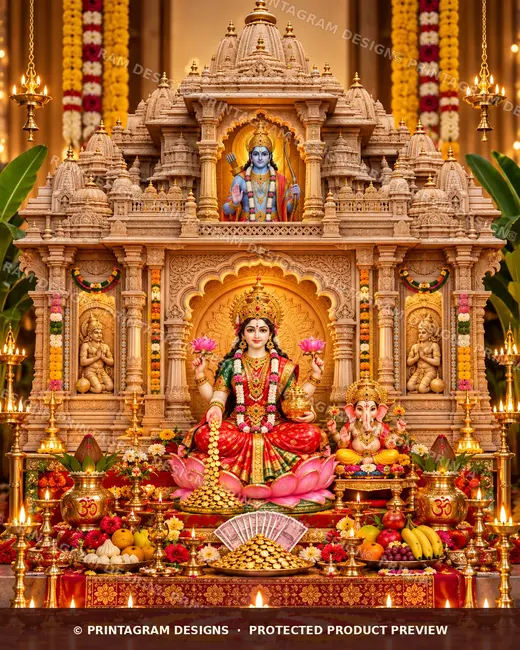 Model LSB-17 Ayodhya Shri Ram Janmabhoomi Mandir Single Backdrop by Printagram Designs
