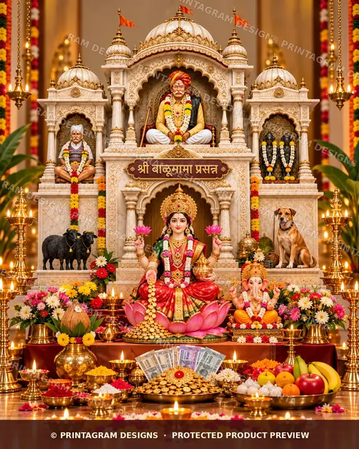 Model LSB-18 Admapur Shri Balumama Prasanna Shweta Mandir Single Backdrop by Printagram Designs