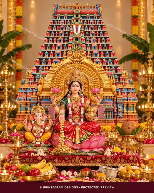 Model LSB-21 Srirangam Sri Ranganathaswamy Ratna Rajagopuram Single Backdrop by Printagram Designs