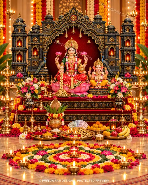 Model LP-01 Mayur Kamal Lakshmi–Ganesh Puja Mandap by Printagram Designs