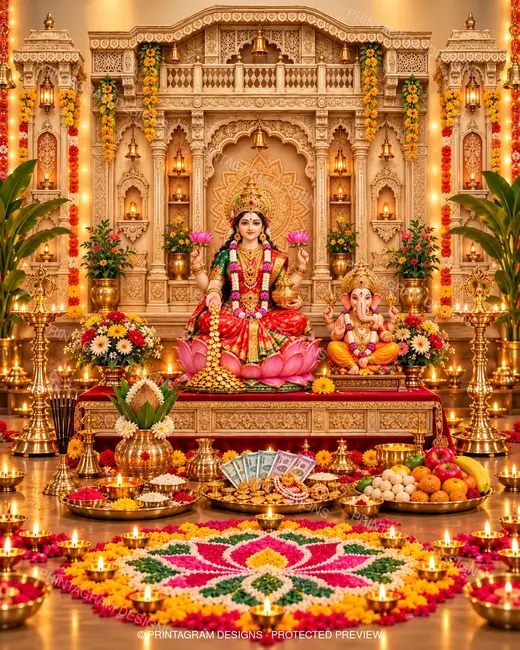 Model LP-03 Shweta Rajmahal Lakshmi Puja Darbar by Printagram Designs