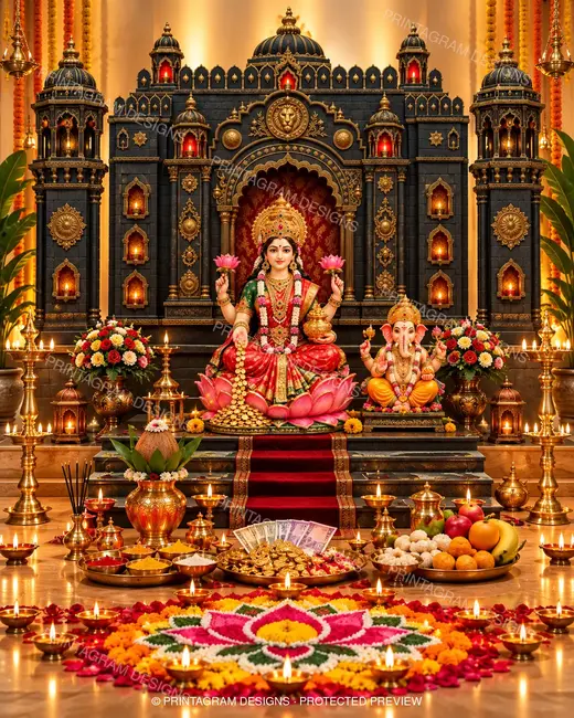 Model LP-04 Ratnadeep Suvarna Lakshmi–Ganesh Puja Mandap by Printagram Designs