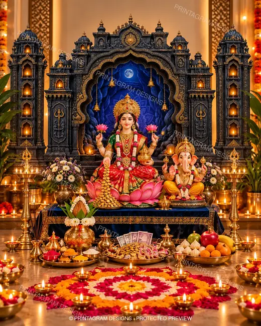 Model LP-05 Shri Yantra Neelkamal Lakshmi Puja Mandir by Printagram Designs