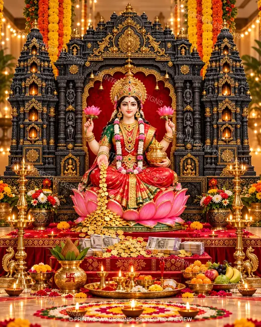 Model LP-06 Rajeshwari Suvarna Lakshmi Puja Darbar by Printagram Designs