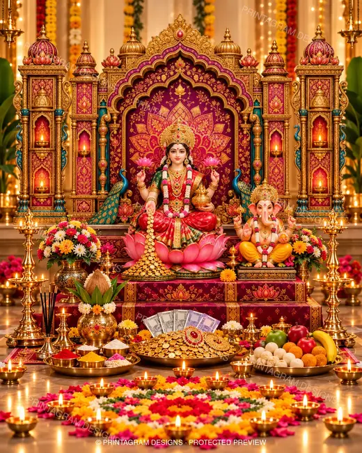 Model LP-07 Kamal Pushpa Rajmahal Lakshmi Puja Mandap by Printagram Designs