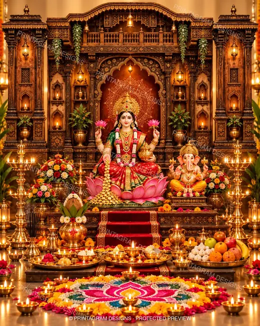 Model LP-08 Heritage Sheeshmahal Lakshmi–Ganesh Puja Darbar by Printagram Designs