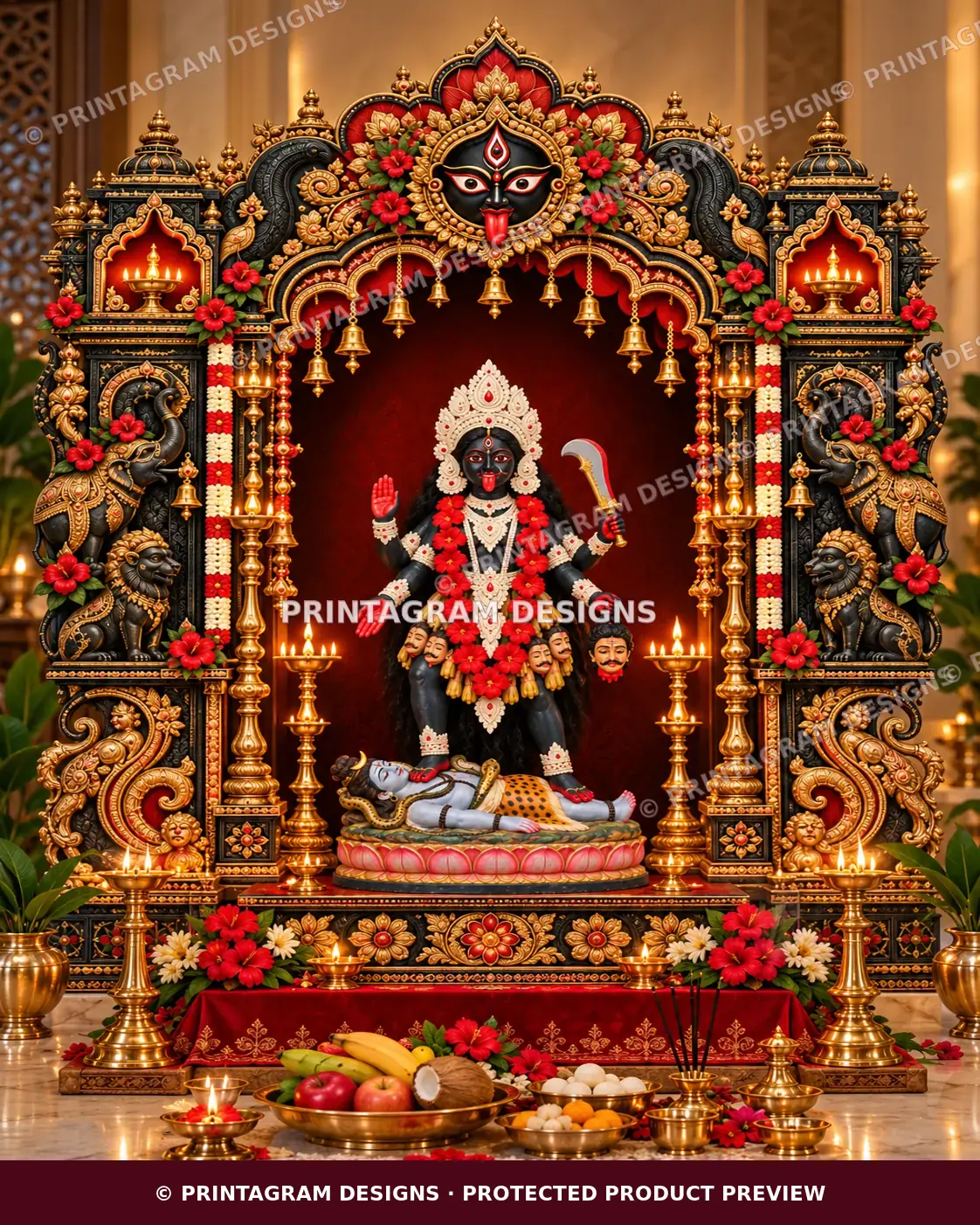 Shakti Netra Ratnadeep Kali Mandap Single Backdrop by Printagram Designs